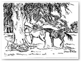 Two Horses by a Tree